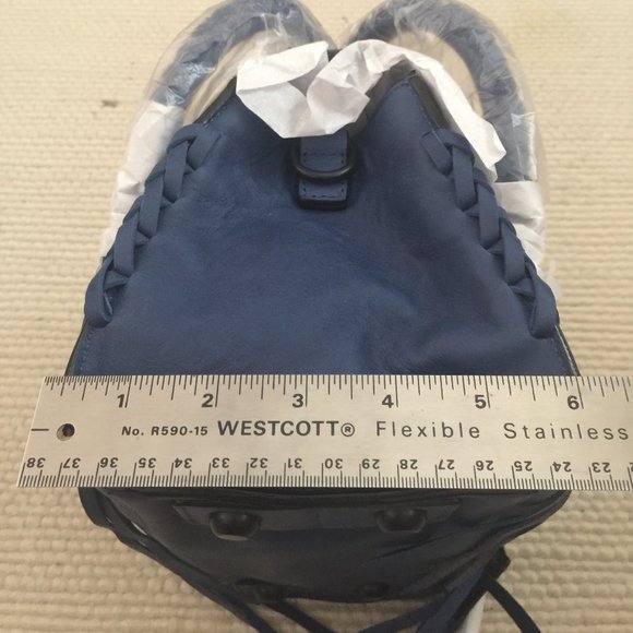 Joy Gryson Belted Strap Whipstitch Blue Nyla Satchel Bag - Picture 6 of 8